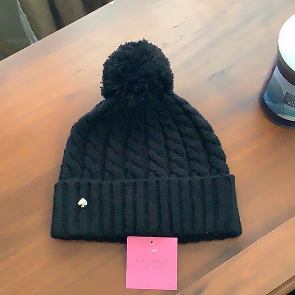Kate Spade Black Pom-Pom Knit Beanie - Picture 6 of 6